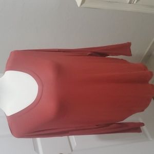 Cabi Serenity Tee burnt orange warm siena v neck jersey knit top size med 4195